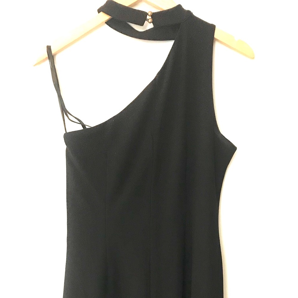 Bebe black one shoulder midi ruffle dress - Picture 3 of 4
